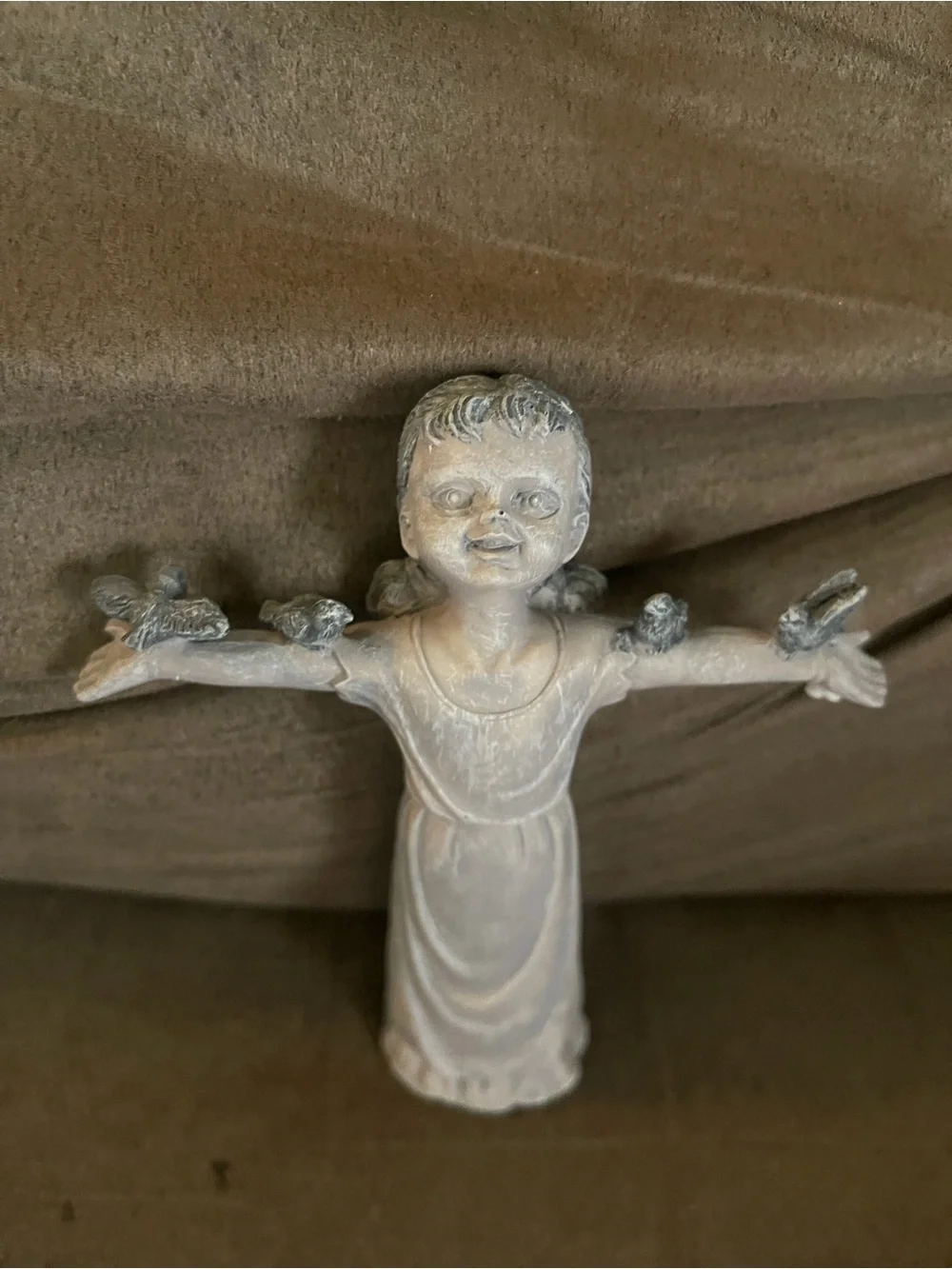 Mini Stone-Look Girl with Birds Home Accent Statue